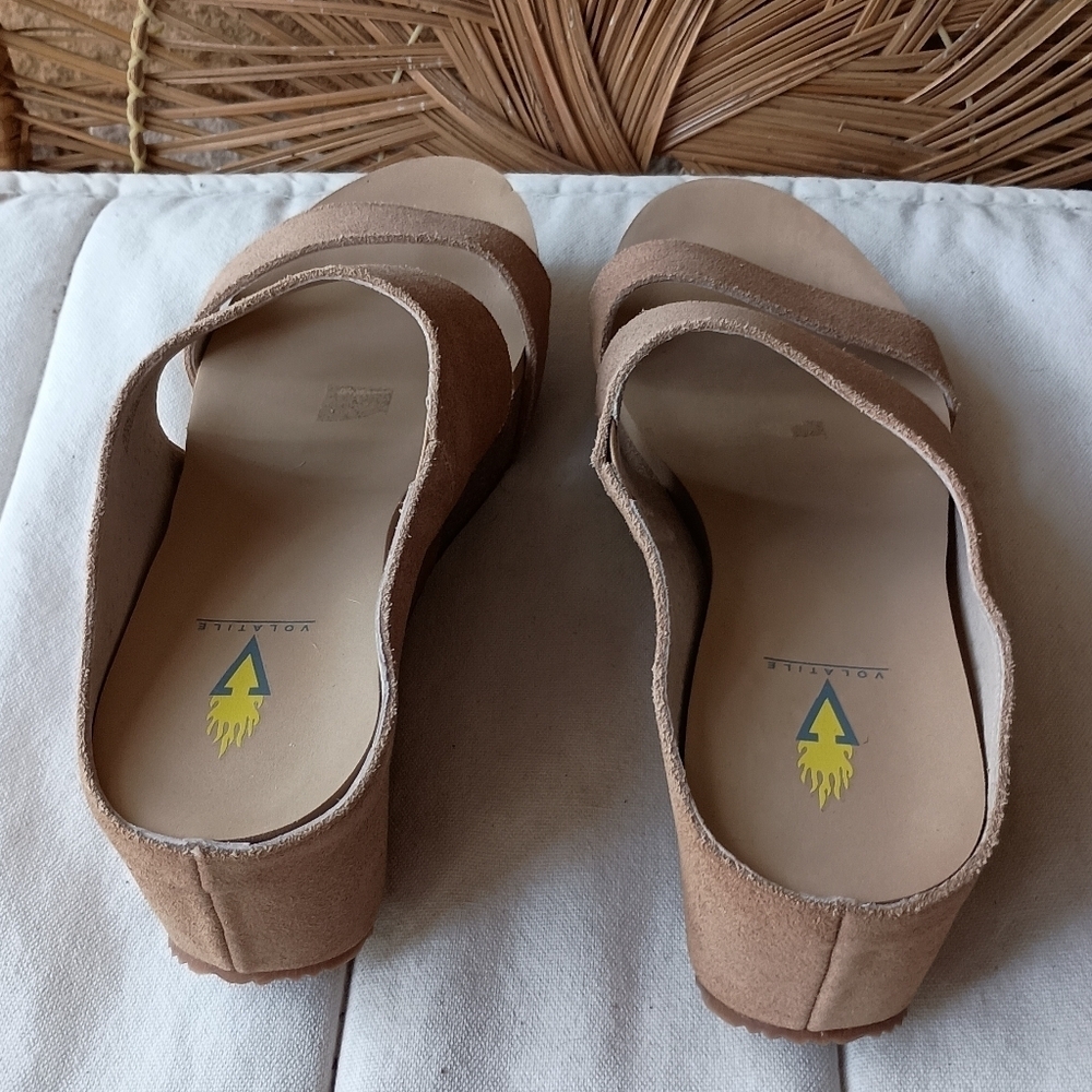 Volatile Stylish Tan Suede Women's Sandals_10 - Picture 3 of 7